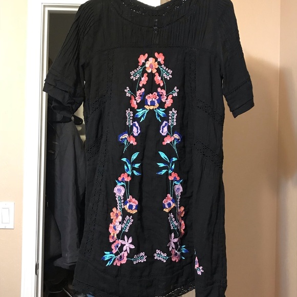 Free people, short, black floral embroidered dress - Picture 2 of 3